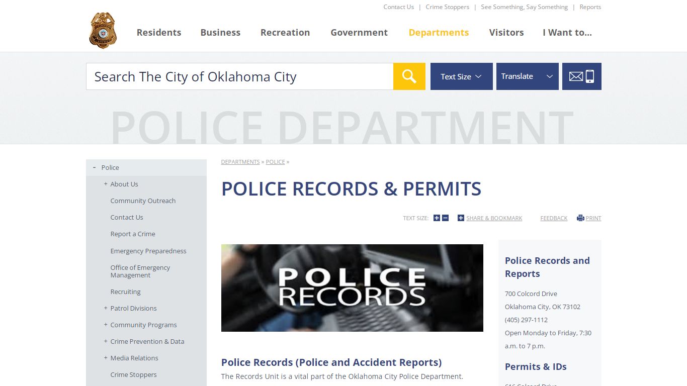 Police Records & Permits | City of OKC